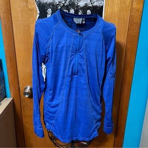 Athleta blue long sleeve top shirt quarter zip size XL